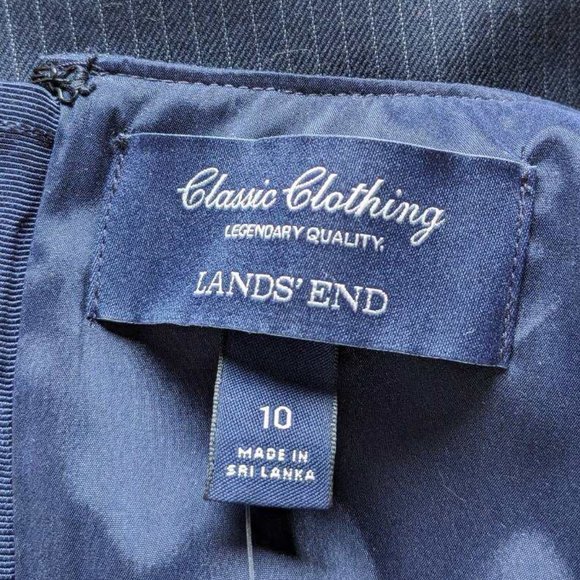 Classic Sheath Dress NEW Sleeveless, Pin-stripe Blue Suiting, Smooth, Lands' End - Picture 14 of 16